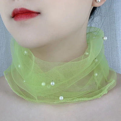 Fashion Solid Color Women's Beaded Elastic Scarf