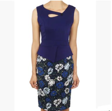 Floral Patchwork Plus Size Sleeveless Pencil Dress - ActOn