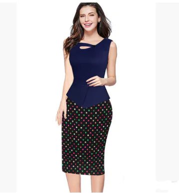 Floral Patchwork Plus Size Sleeveless Pencil Dress - ActOn