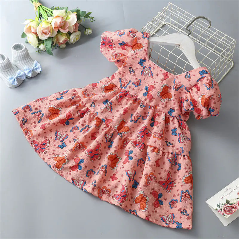 Girls' Floral Dress with Bowknot for Kids