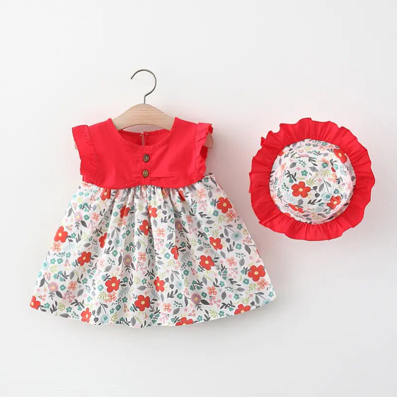 Girls Summer Floral Dress with Flying Sleeves - ActOn