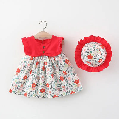Girls Summer Floral Dress with Flying Sleeves - ActOn