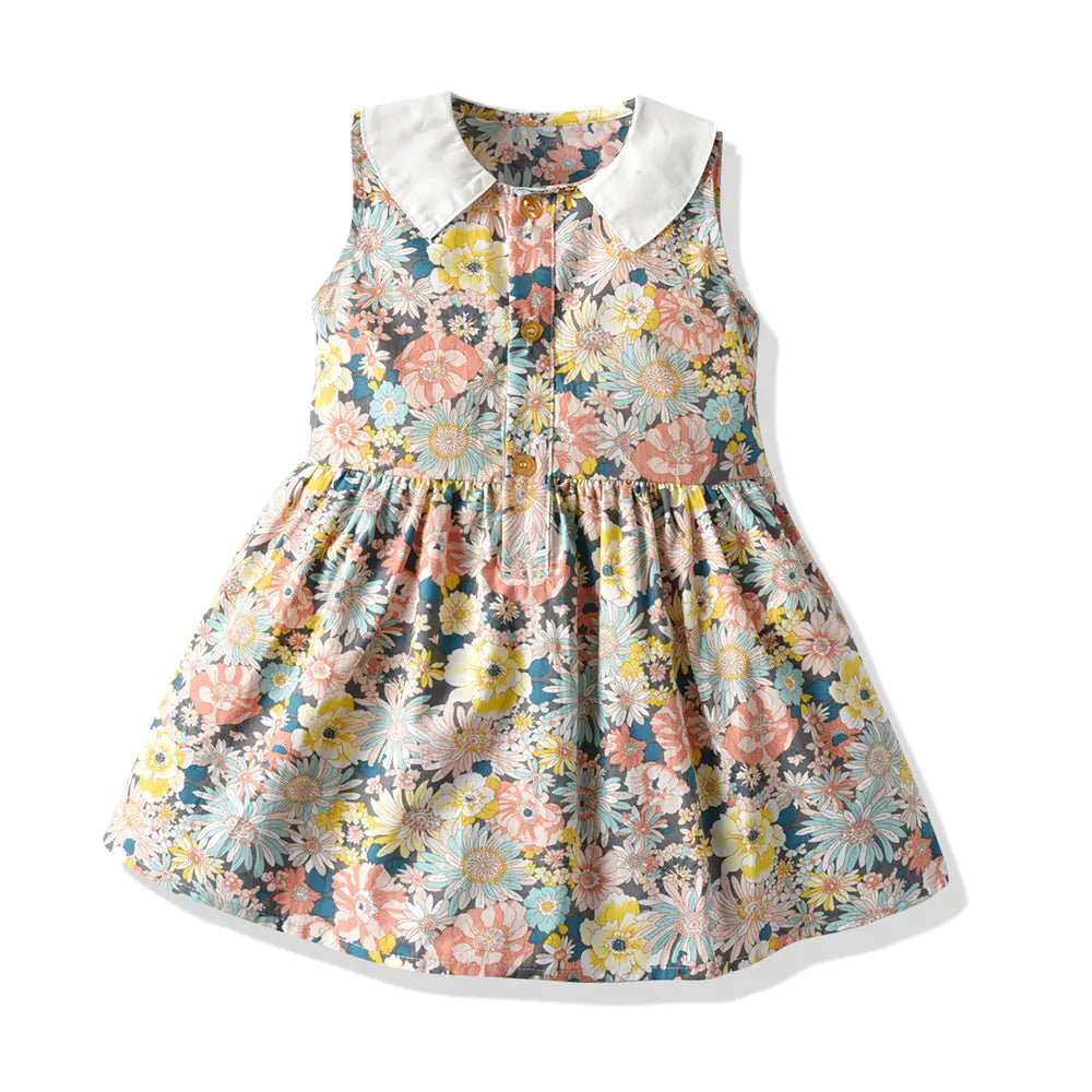 Girls' Vintage Floral Dress - Sleeveless Summer Style - ActOn