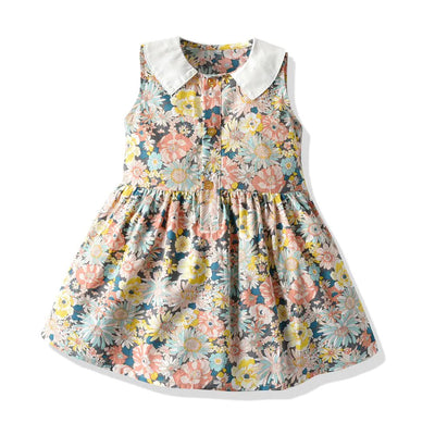 Girls' Vintage Floral Dress - Sleeveless Summer Style - ActOn