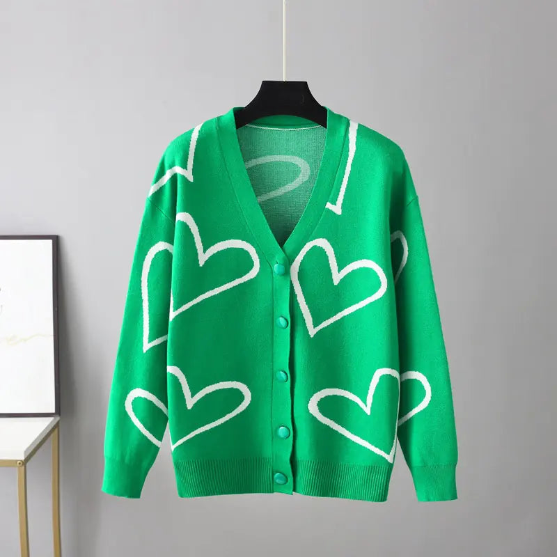 2023 Autumn Winter Women's Knit Cardigan with Hearts