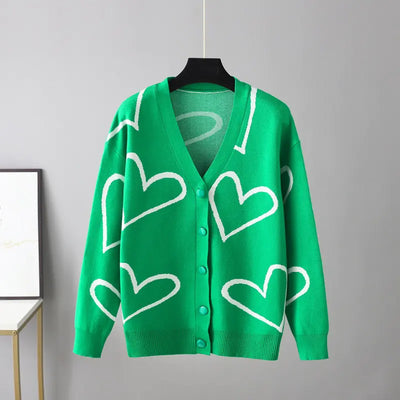 2023 Autumn Winter Women's Knit Cardigan with Hearts