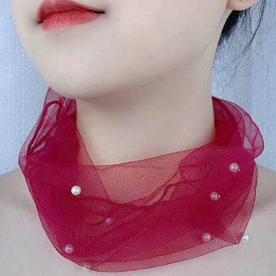 Fashion Solid Color Women's Beaded Elastic Scarf