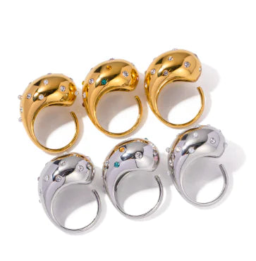 Fashionable 18K Gold Exaggerated Stainless Steel Ring