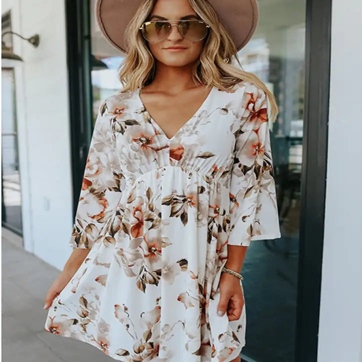 European and American Floral Dress for Girls