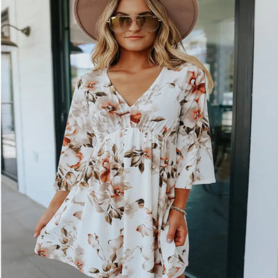 European and American Floral Dress for Girls