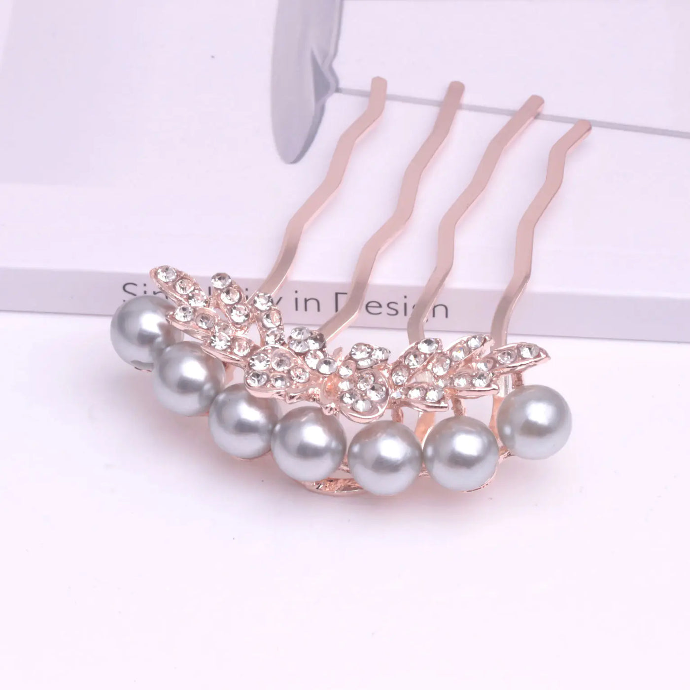 Korean Pearl Four-Tooth Comb with Bowknot Hair Accessory