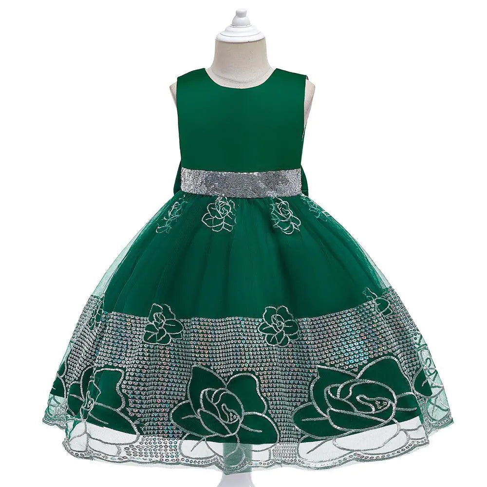 2023 New Embroidered Mesh Princess Dress for Girls