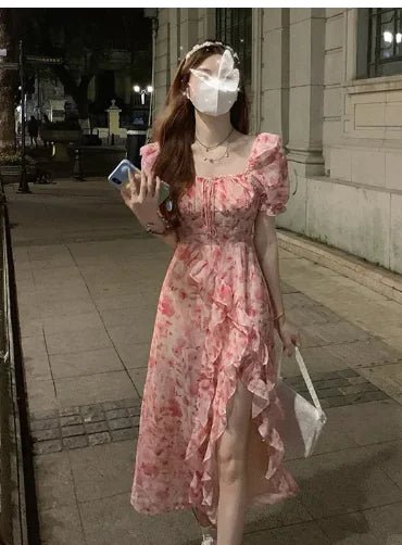 Irregular Floral Dress for Summer Women's Fashion - ActOn