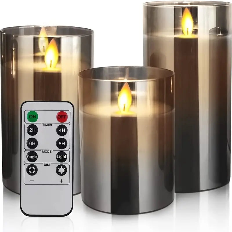Set of 3 LED Flameless Flickering Candles for Decor