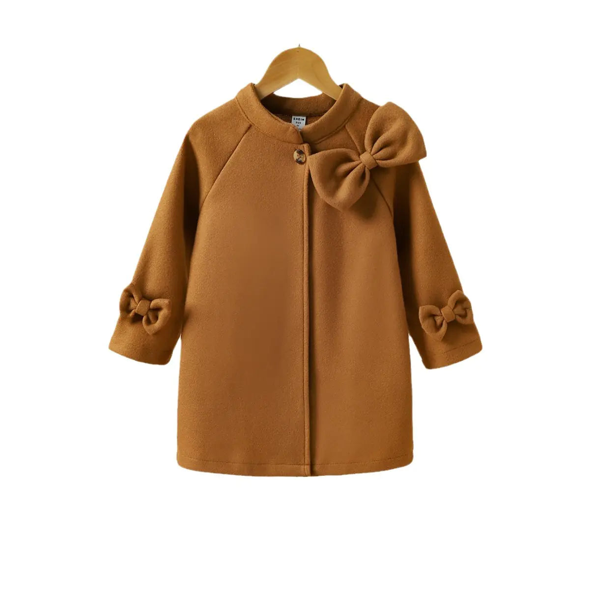 Children's Autumn Winter Bow Collar Wool Coat