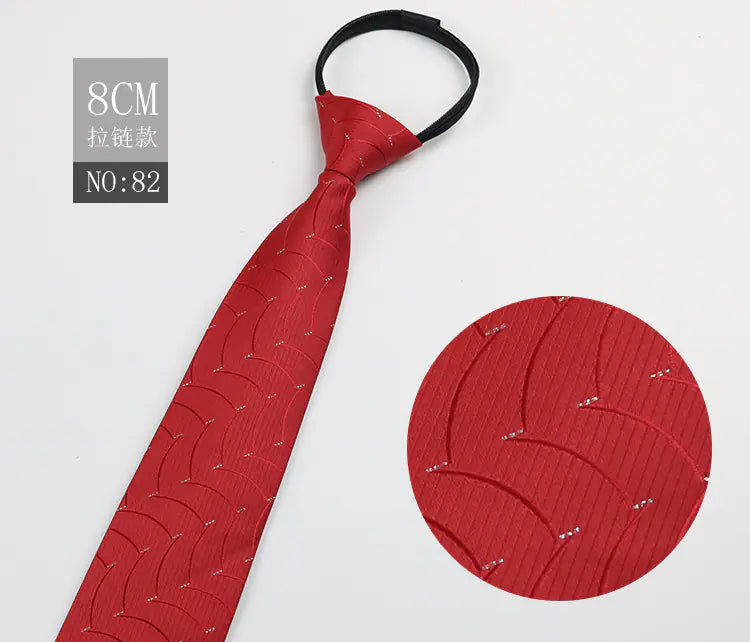 Black Men's Tie - Blue Striped Business Zipper Tie