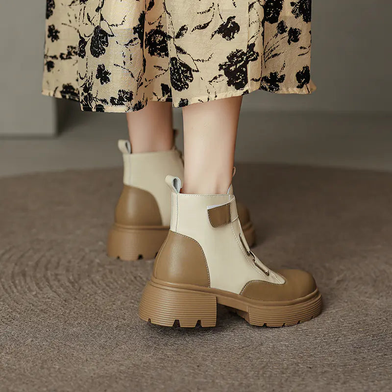 Women's Retro Thick Sole Leather Martin Boots