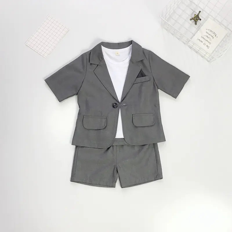 Boys' Summer Suit Set with Shorts and T-Shirt (3 Pieces)