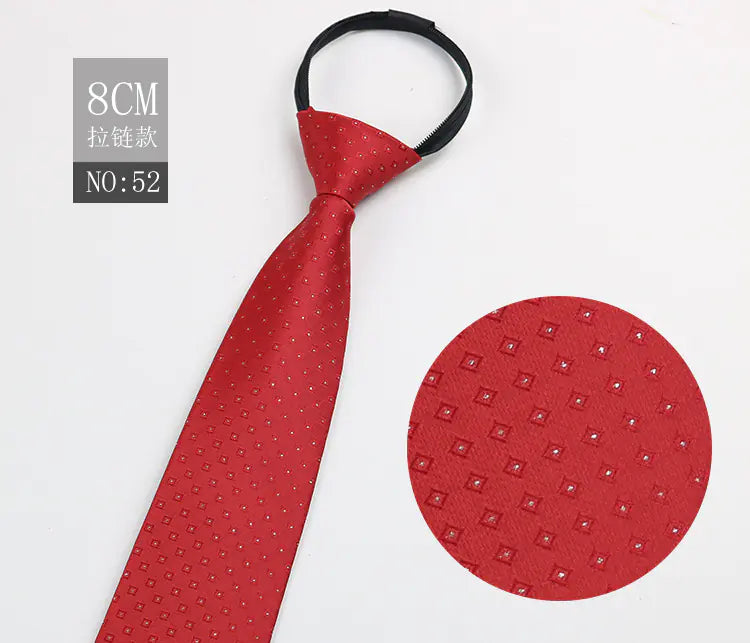 Black Men's Tie - Blue Striped Business Zipper Tie