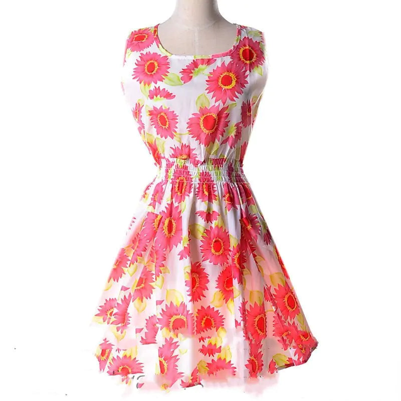Plus Size Floral Chiffon Sleeveless Dress