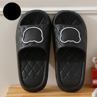 Rhombus Bear Design Non-Slip Thick Sole Slippers