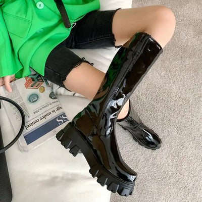 Women's Thick-soled Round-toe High-top Boots