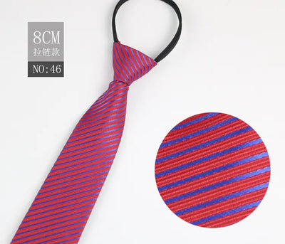 Black Men's Tie - Blue Striped Business Zipper Tie