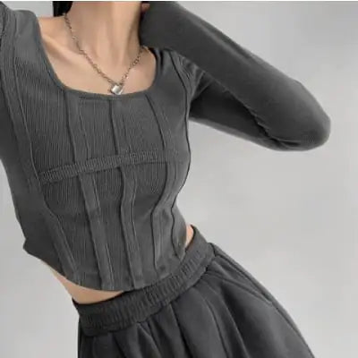 Long Sleeve Women's Fishbone Waist Shirt