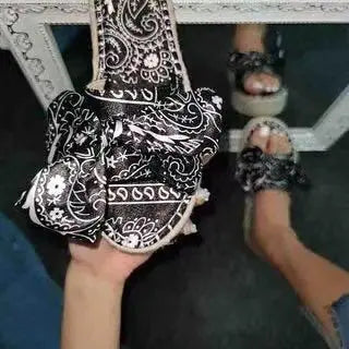 Vintage Beach Hemp Straw Bow Slippers