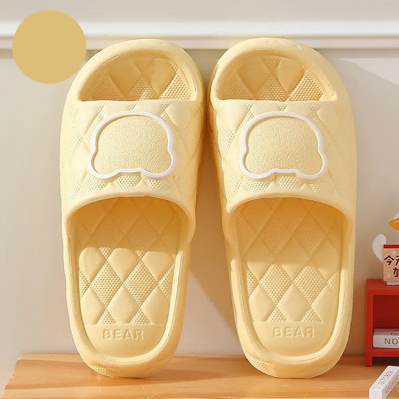 Rhombus Bear Design Non-Slip Thick Sole Slippers