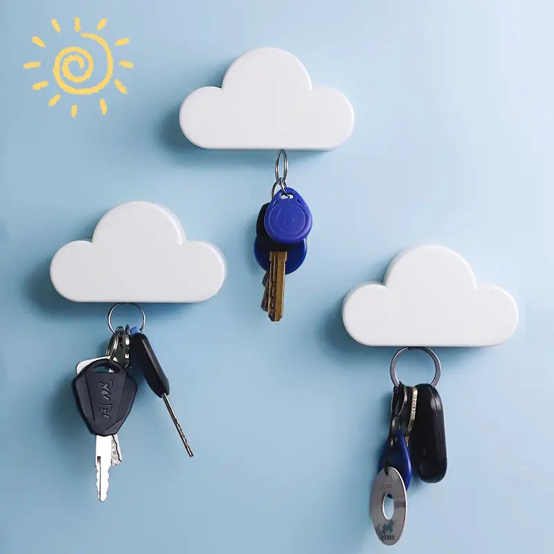 1pc Cloud Magnetic Key Hook with Sticky Ring Holder