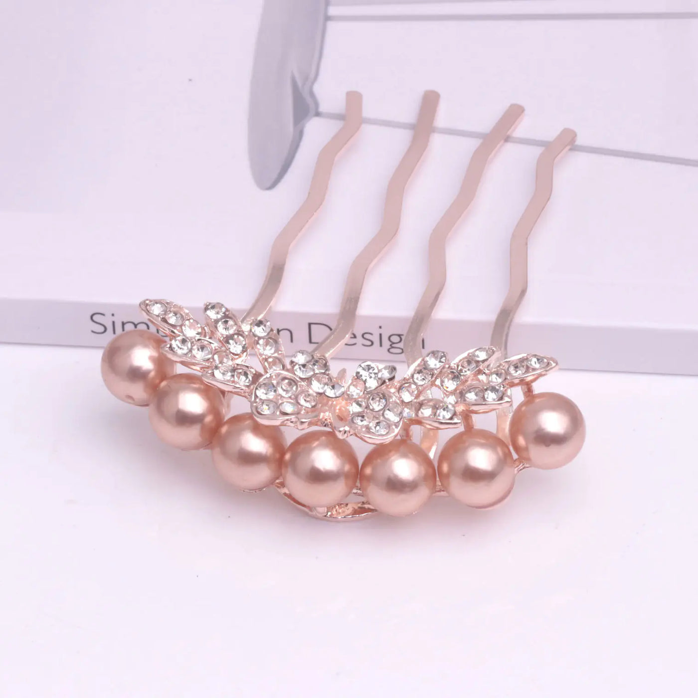 Korean Pearl Four-Tooth Comb with Bowknot Hair Accessory