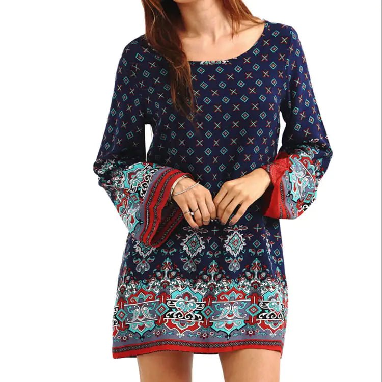 Plus Size Loose Sleeve Floral Print Dress - ActOn