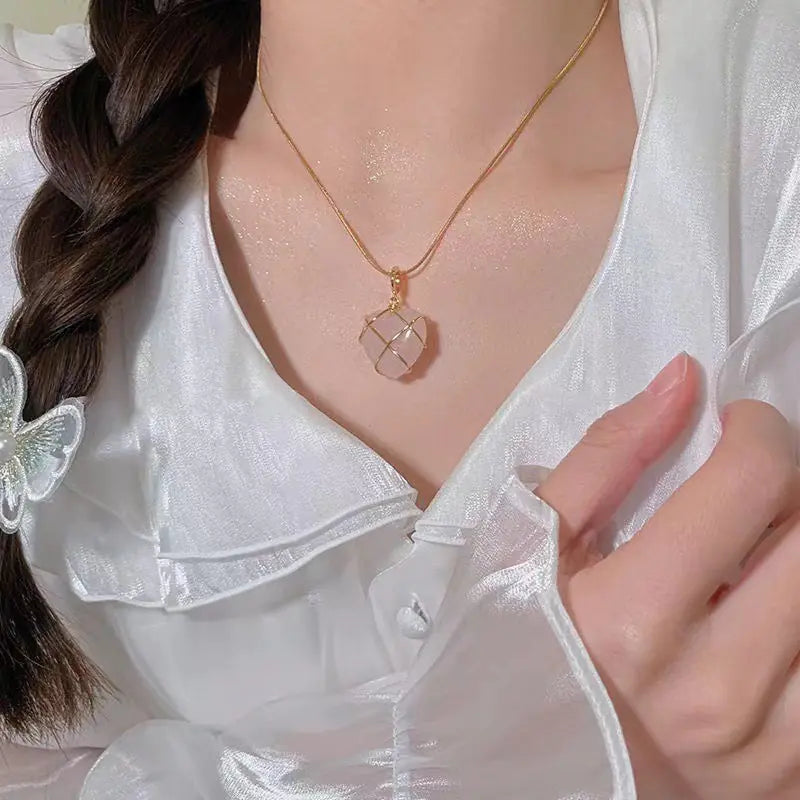 Elegant Wire Wrapped Heart Pendant Necklace for Girls