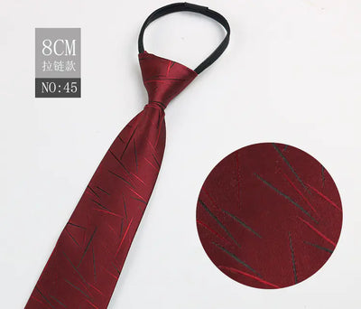 Black Men's Tie - Blue Striped Business Zipper Tie