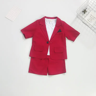 Boys' Summer Suit Set with Shorts and T-Shirt (3 Pieces)