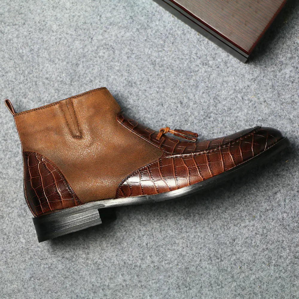 Men's Plush Short Leather Boots for Fashion Business