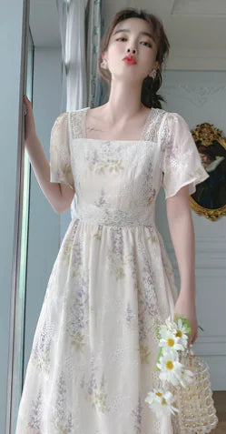 Super Fairy Retro Lace Floral Dress