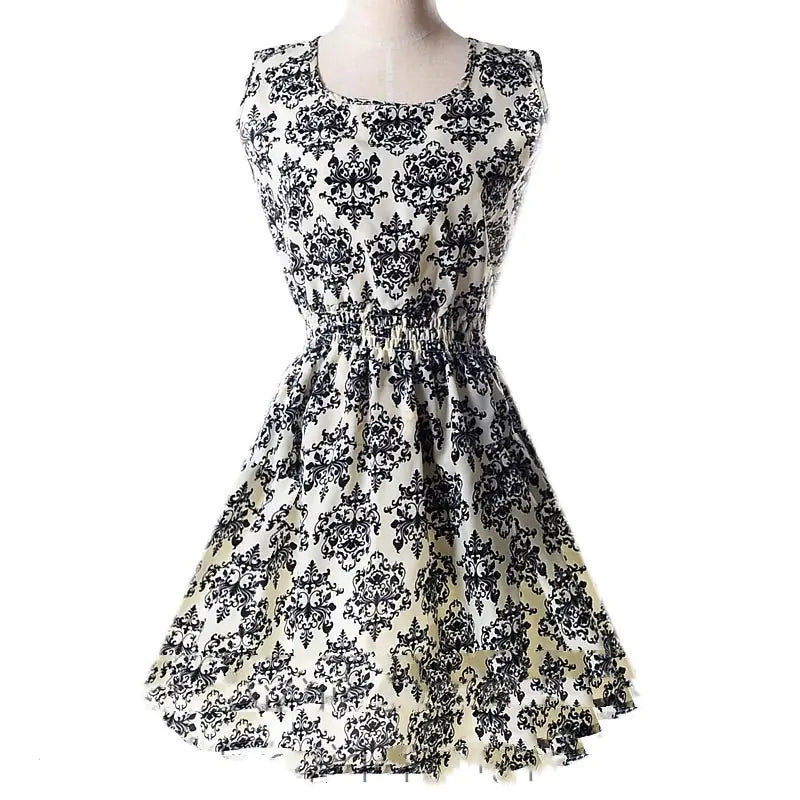 Plus Size Floral Chiffon Sleeveless Dress