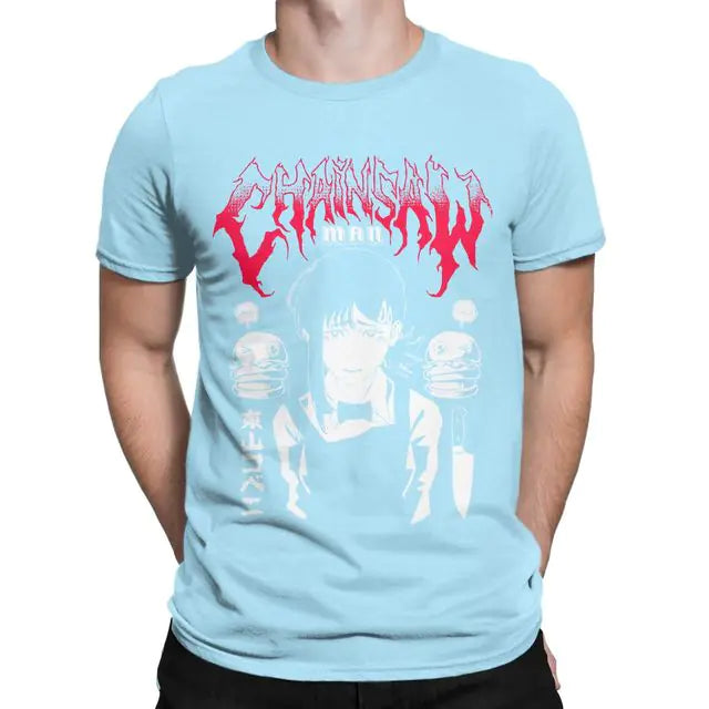 Men's Cotton T-Shirt with Retro Anime Scene Design