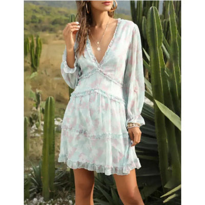 Sexy Backless Floral Dress with Ruffle Details - ActOn