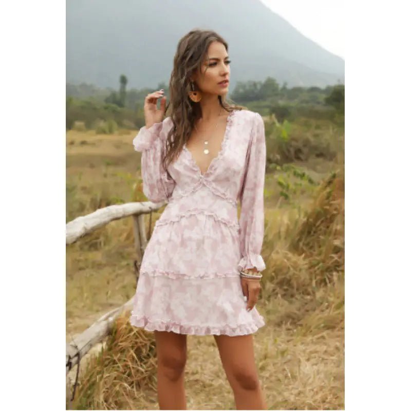 Sexy Backless Floral Dress with Ruffle Details - ActOn