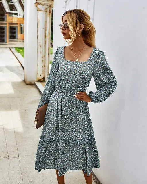 Elegant Long Sleeve Floral Dress for Women