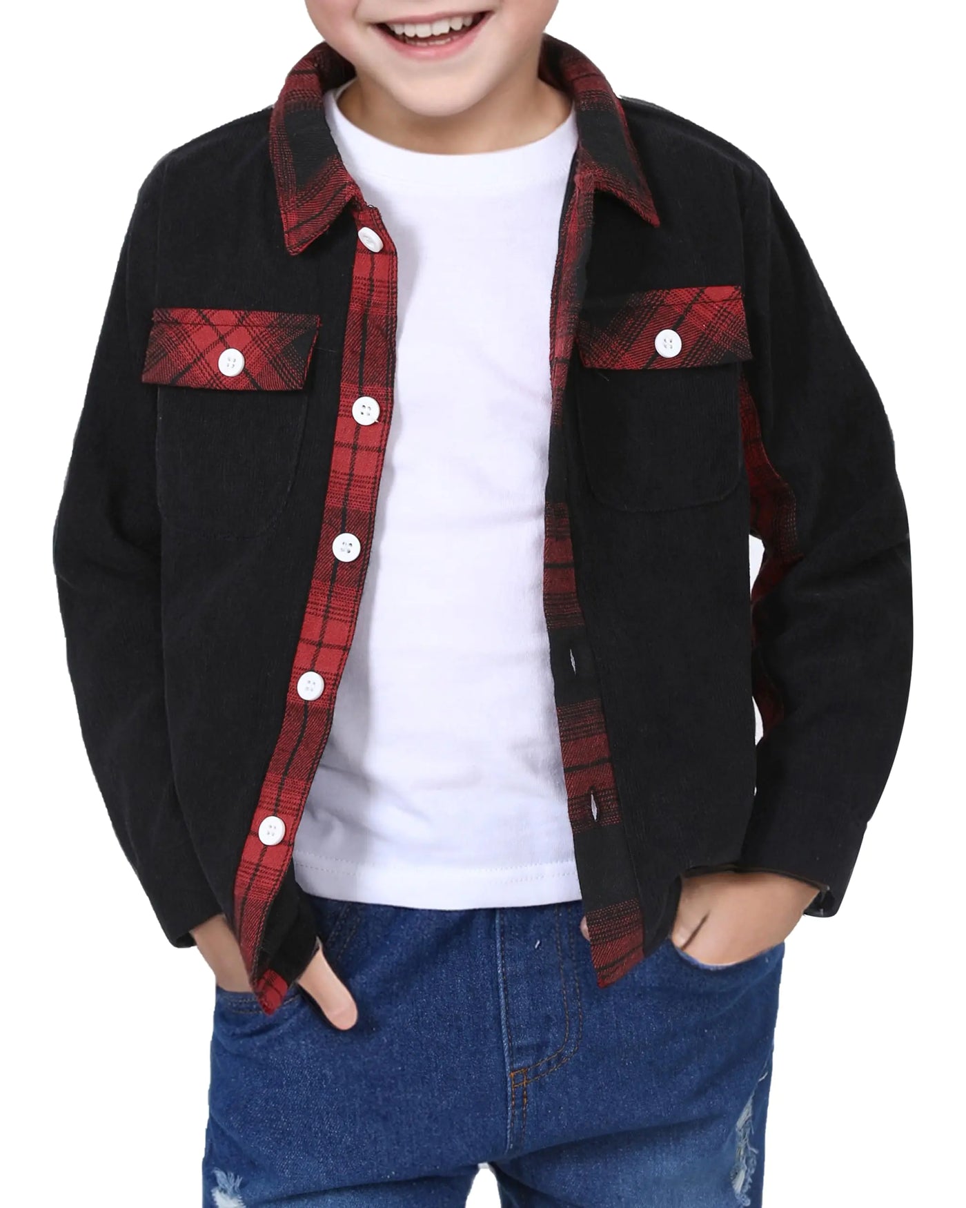 SOLOYEE Toddler Boy Long Sleeve Button Down Shirt 3T 4T Little Boys Corduroy Shirts Baby Jacket Top Fall Winter Clothes for Boys 3-4 Years Red