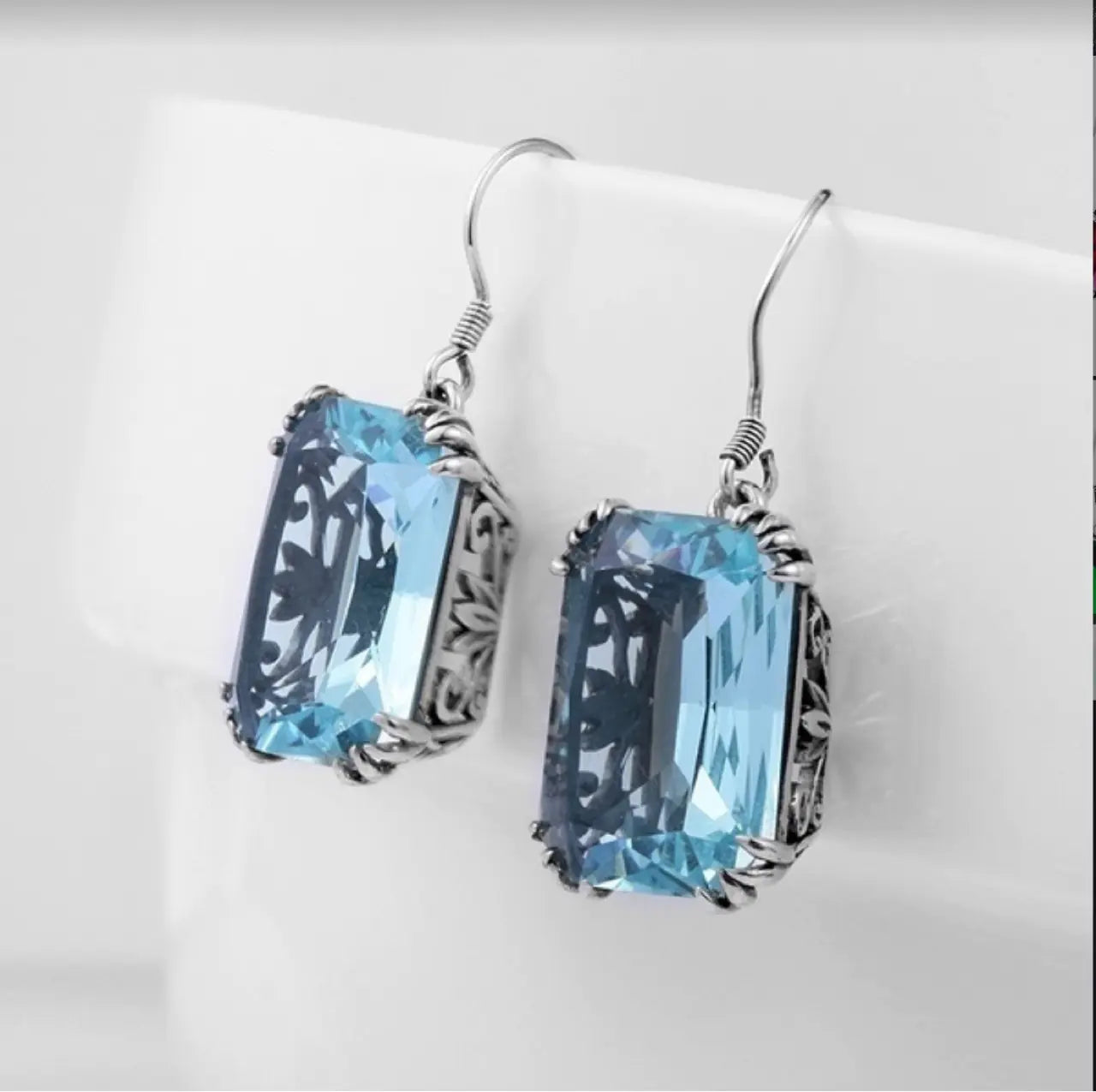 Vintage Square Zircon Ear Studs and Earrings