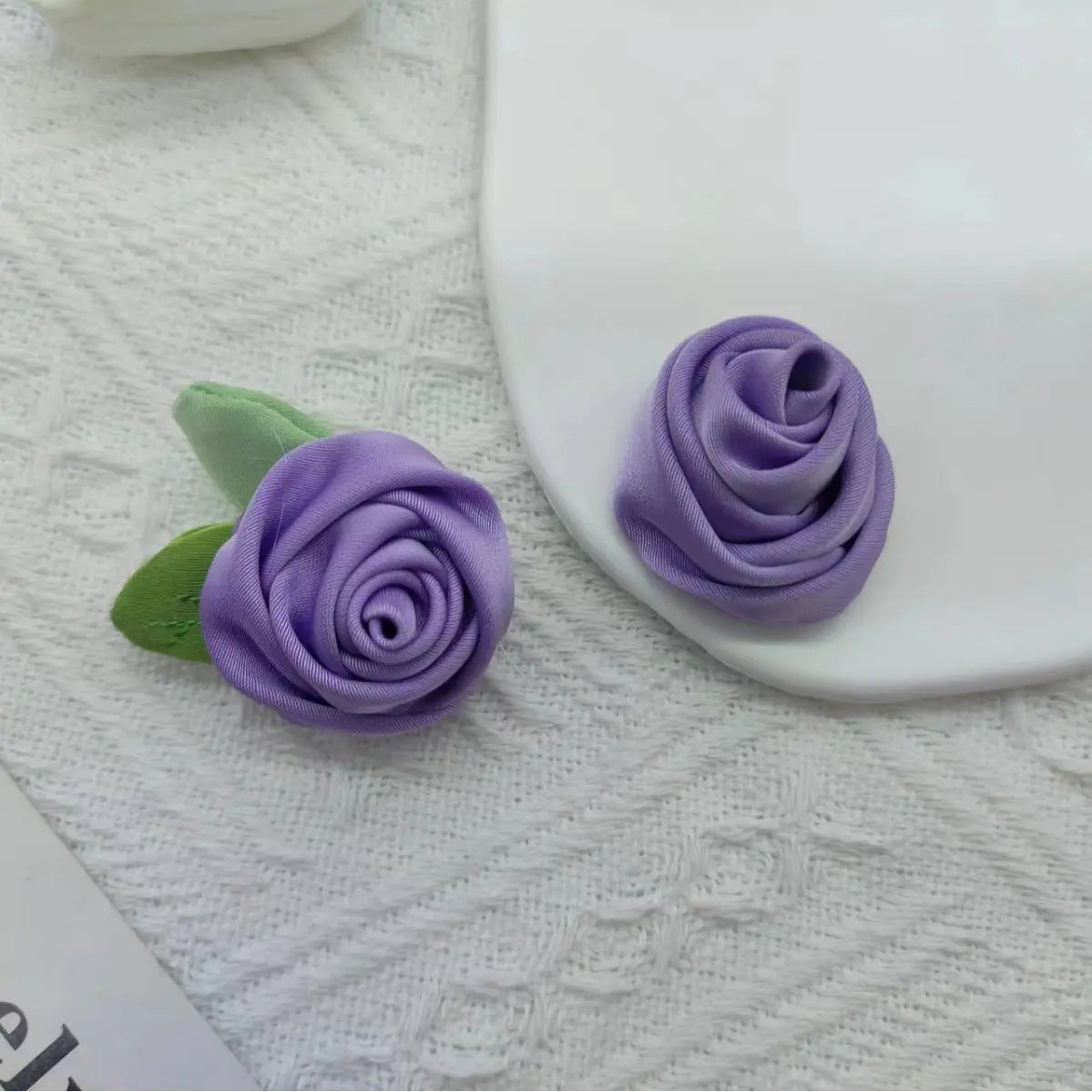 New Satin Rose and Leaf Hair Accessory for Apparel