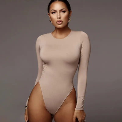 2023 Winter Women's Solid Color Long Sleeve Bodysuit