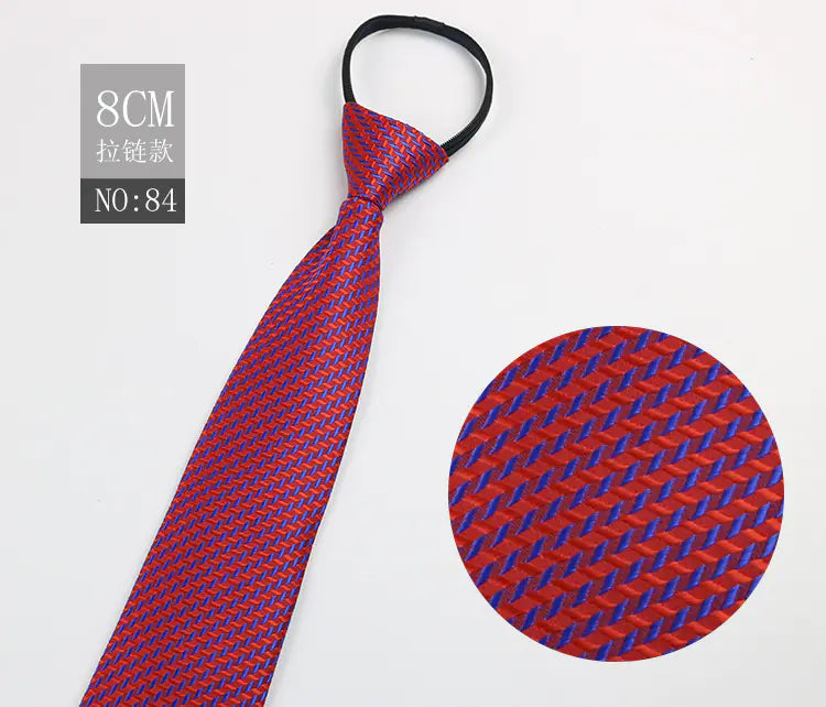 Black Men's Tie - Blue Striped Business Zipper Tie