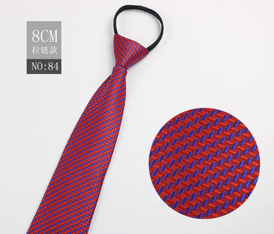 Black Men's Tie - Blue Striped Business Zipper Tie
