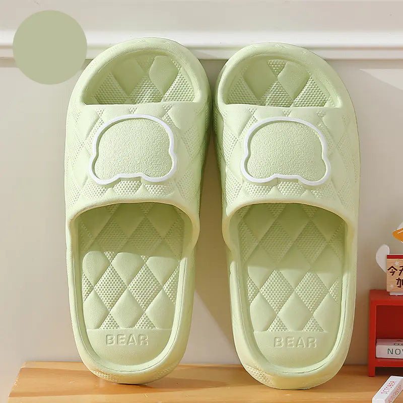 Rhombus Bear Design Non-Slip Thick Sole Slippers